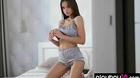 Phenomenal Skinny Ukrainian Gloria Sol Strips Revealing Massive Natural Boobs