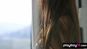 Phenomenal Skinny Ukrainian Gloria Sol Strips Revealing Massive Natural Boobs