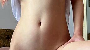 cute teen slowly fingers tight shaved pussy to shaking orgasm maiskii