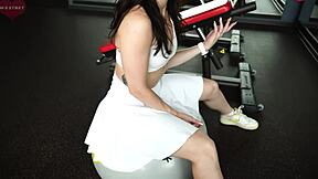 gym pickup bubble butt yoga girl stretched by muscular stud's monster cock at home