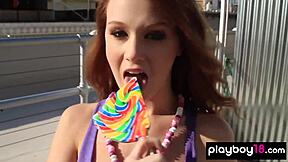 BOMBastic Busty Redhead Teen Elizabeth Marx Strips Naked Posing Tits and Pussy on Rooftop