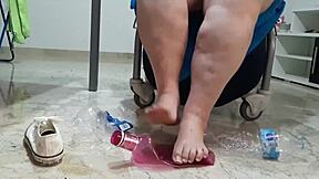 Coolmarina's tired feet massaged with hard-boiled eggs on the floor