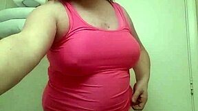Seductive transsexual shemale teases in panties crossdressing striptease rips clothes off