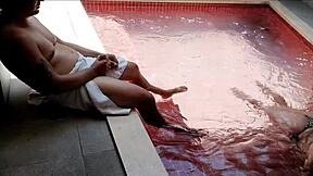 fucking my hot latina cousin bareback poolside big ass bent over doggystyle blonde blue eyes slut