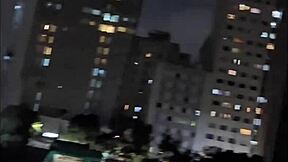 big ass morena takes thick cock hard on public balcony outdoors