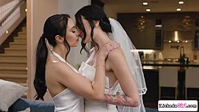 Busty babe grinds her wet pussy on milf girlfriend's clit tribbing hard to orgasm