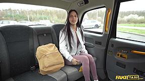 Stunning athletic brunette babe rides monster cock cowgirl in fake taxi pov cumshot outdoor hardcore