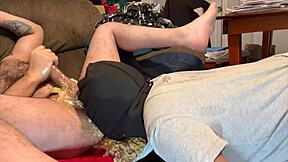 Nasty black slave puker rims master's ass while gagging on sloppy deepthroat