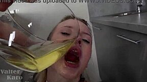 Angelica Heaven Shares Wet Adventure with Two Guys Drinking Up