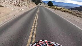 imagine blonde babe's shaved pussy taking monster cock after downhill thrill