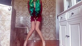 diaper girl drenches tight dress in hot pee