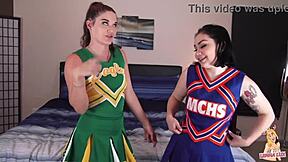 sexy cheerleaders in skimpy costumes roleplay lesbian fucking licking wet pussies in intense muff diving cosplay cunilingus frenzy