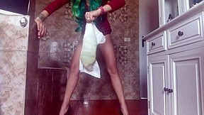 diaper girl drenches tight dress in hot pee