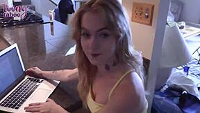 Nasty BLONDE SAGE FOX got her BIG TITS and PUSSY dicked deep by stepdad SETH BROGAN