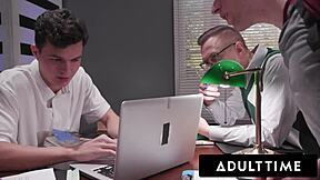 Slutty teen heather honey deepthroats then gets gangbanged 6-on-1 cum covered in library