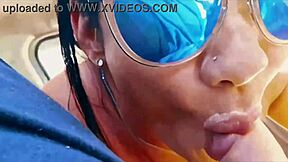 Latina amateur flashes big clit pussy then fucks huge cock in app driver car