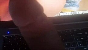 Jerking my big black cock to hot big tits compilation until i cum hard