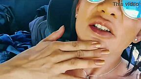 Latina amateur flashes big clit pussy then fucks huge cock in app driver car