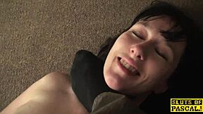 real brit sub slut chokes on deepthroat while dominated rough by maledom master