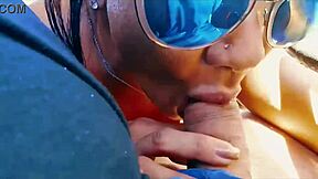 Latina amateur flashes big clit pussy then fucks huge cock in app driver car