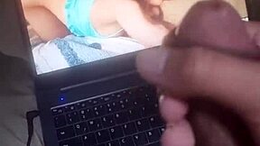 Jerking my big black cock to hot big tits compilation until i cum hard