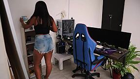 blonde ebony wife domination makes her black pussy drip wet for double feet play