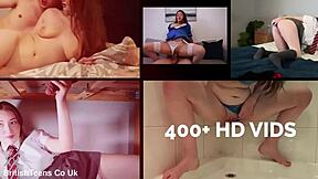 British 18yo redhead college girl next door gulps down creampie in lingerie