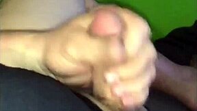 chubby guy strokes fat cock until thick ropes of cum explode everywhere