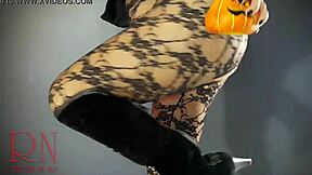 Halloween Regina Noir Strips Black Playboy Bunny Witch Backstage Lingerie