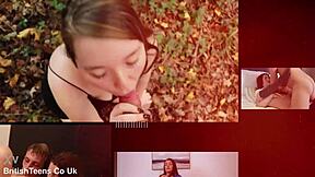 British 18yo redhead college girl next door gulps down creampie in lingerie