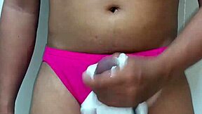 Transsexual Crossdresses In Erotic Panties Masturbates Solo Fetish