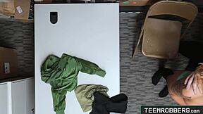 mall guard's monster cock punishes curvy teen shoplifter bent over doggystyle pov