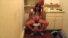 i shot my hot load while sneaking a cum in my friend's bathroom