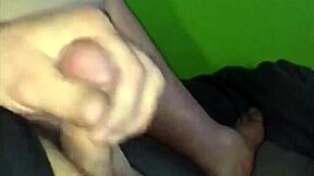 chubby guy strokes fat cock until thick ropes of cum explode everywhere