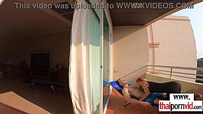 Petite thai teen nympho cherry rides big white cock outdoors bareback