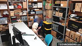 office boss licks tight teen thief pussy after catch