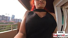 Petite thai teen nympho cherry rides big white cock outdoors bareback