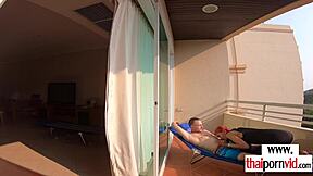 Petite thai teen nympho cherry rides big white cock outdoors bareback