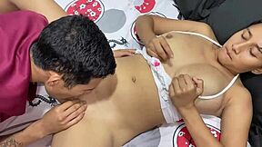 stepdad sneaks in for big cock blowjob cowgirl ride on my big tits chubby body creampie cumshot mouth swallow