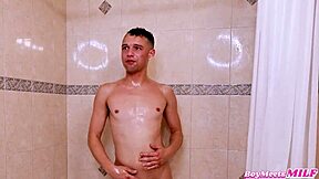 My hot thick redhead babysitter joins shower fuck with andi james johnny love!