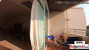 Petite thai teen nympho cherry rides big white cock outdoors bareback