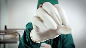 Latex gloves nurse teases patient in hospital rubber fetish
