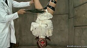 doctor rams anal toys deep in bound babe's hole!