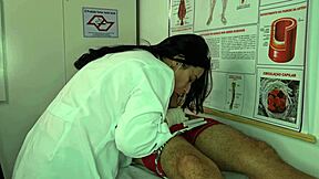 nurse gets horny over patient's huge erection deepthroats and fucks bareback