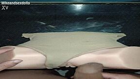 candy bent over desk for tight asshole creampie in beige panties anal fuck