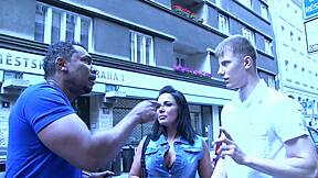 Brunette babe, take this black cock deep in your mouth now!