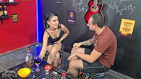 Skinny Brazilian Teen Bent Over for Doggystyle Blowjob and Pussy Lick Quickie