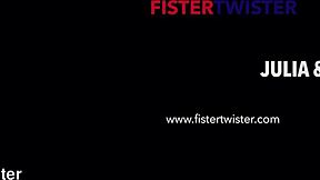 oiled czech blonde lesbian pussy fisted deep by brunette with huge dildo toys