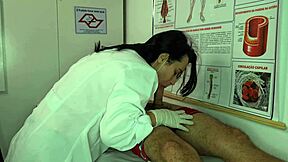 nurse gets horny over patient's huge erection deepthroats and fucks bareback