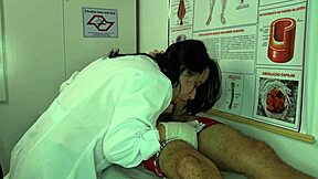 nurse gets horny over patient's huge erection deepthroats and fucks bareback